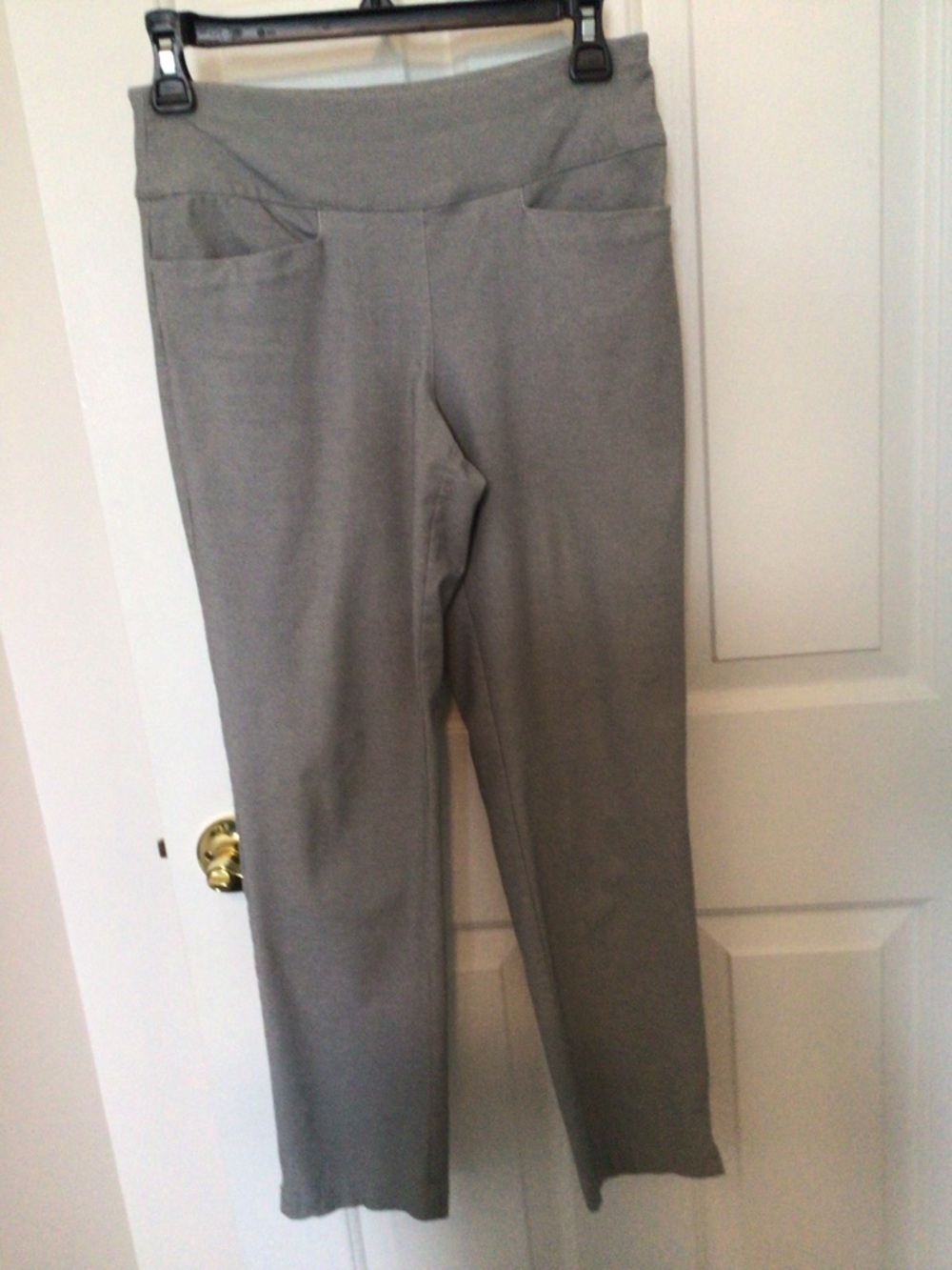 Lady Hagen Light Gray Ponte Pull-On Ankle Pants